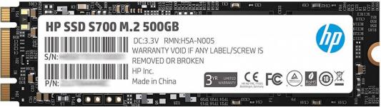 Твердотельный накопитель SSD M.2 500 Gb HP S700 Read 563Mb/s Write 515Mb/s 3D NAND TLC (2LU80AA)