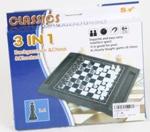 Игра настольная шашки-шахматы-нарды 1402 в кор. в кор.2*72шт