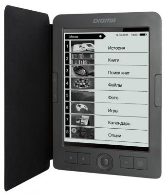 Электронная книга Digma E656 Cover 6" E-Ink Carta 800x600 600MHz/4Gb/microSDHC темно-серый (в компл.