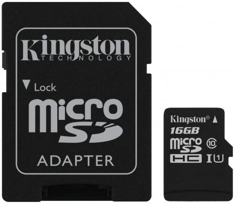 Micro SecureDigital 16Gb Kingston SDCS2/16GB {MicroSDHC Class 10 UHS-I, SD adapter}