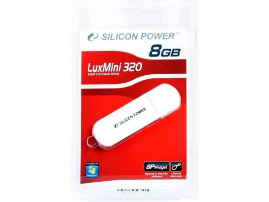 Внешний накопитель 8GB USB Drive <USB 2.0> Silicon Power LuxMini 320 White