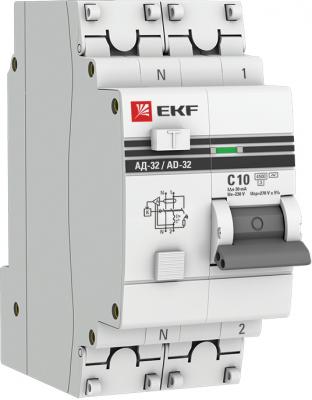 EKF DA32-10-30-pro Дифференциальный автомат АД-32 1P+N 10А/30мА (хар. C, AC, электронный, защита 270В) 4,5кА EKF PROxima