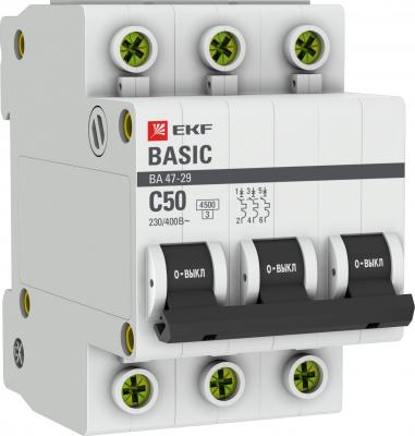 EKF mcb4729-3-50C Автоматический выключатель 3P 50А (C) 4,5кА ВА 47-29 EKF Basic