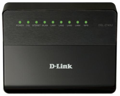 Беспроводной маршрутизатор ADSL D-Link DSL-2740U/R1A 802.11bgn 300Mbps 2.4 ГГц 4xLAN черный