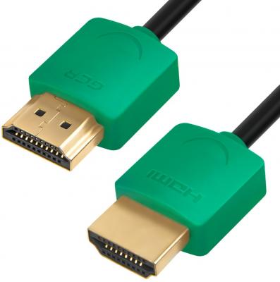 Кабель HDMI 2м Green Connection GCR-51582 круглый черный/зеленый
