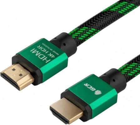 Кабель HDMI 3м Green Connection GCR-51487 круглый черный/зеленый