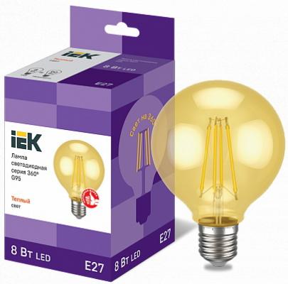 Iek LLF-G95-8-230-30-E27-CLG Лампа LED G95 шар золото 8Вт 230В 2700К E27 серия 360°