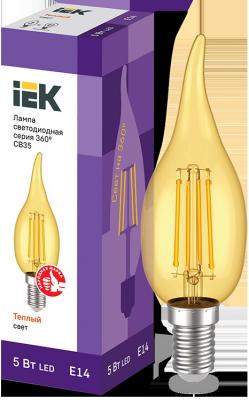 Iek LLF-CB35-5-230-30-E14-CLG Лампа LED СВ35 св.н/в зол. 5Вт 230В 2700К E14 серия 360°