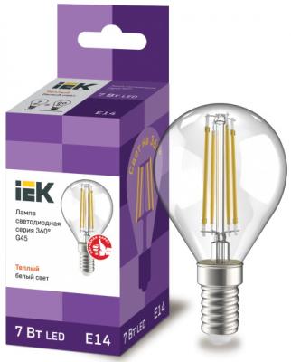 Iek LLF-G45-7-230-30-E14-CL Лампа LED G45 шар прозр. 7Вт 230В 3000К E14 серия 360°