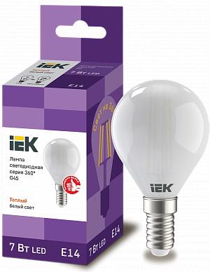Iek LLF-G45-7-230-30-E14-FR Лампа LED G45 шар матов. 7Вт 230В 3000К E14 серия 360°