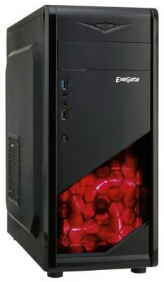 Exegate EX281255RUS Корпус Miditower ExeGate EVO-8207 Black-Red light, ATX, <без БП>,  1*USB+1*USB3.0, HD Audio