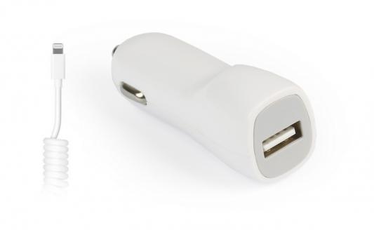 Smart buy Автомобильное ЗУ вых.ток 1А, 1USB + витой кабель для iPhone 5/6/7/8/X/New iPad, бел(SBP-1502-8-V)