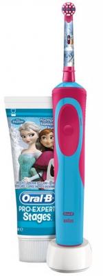Зубная щетка электрическая Oral-B Frozen Vitality Kids голубой/розовый