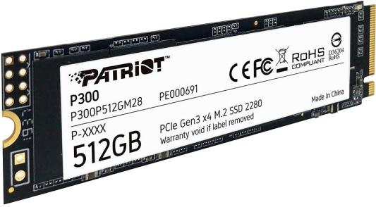 Твердотельный накопитель SSD M.2 512 Gb Patriot P300 Read 1700Mb/s Write 1200Mb/s 3D QLC NAND (P300P512GM28)