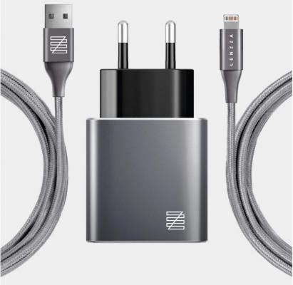 Сетевое зарядное устройство LENZZA LSPWCMFI_GGRY 2 х USB 2.1A серый