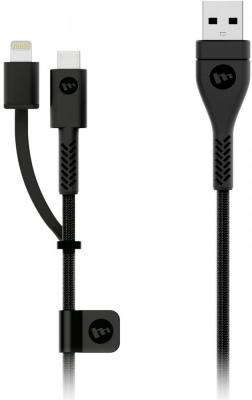 Кабель Mophie PRO 3609, с  коннектерами Lightning to USB и USB to Micro-USB. Длина 1,2 м. Цвет черный.