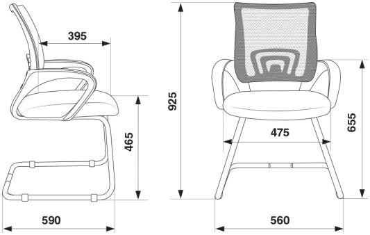 Кресло Бюрократ CH-695N-AV/DG/TW-11 на полозьях серый TW-04 сиденье черный TW-11