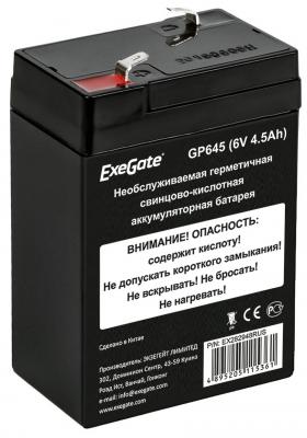 Аккумуляторная батарея ExeGate GP645 (6V 4.5Ah, клеммы F1)