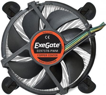 Exegate EX283277RUS Кулер ExeGate EE97378-PWM, Al + Copper, S1150/1151/1155/1156, TDP 95W, Hydro bearing, 4pin, 23.5db, BOX