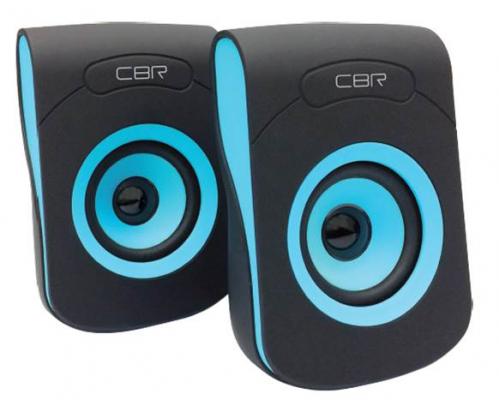CBR CMS 366 Blue, Акустическая система 2.0, питание USB, 2х3 Вт (6 Вт RMS), материал корп. пластик, покрытие "софт-тач", 3.5 мм лин. стереовход, регул. громк., длина кабеля 1,2 м, цвет чёрный-голубой