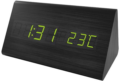 Perfeo LED часы-будильник "Pyramid", чёрный / зелёная (PF-S710T) время, температура