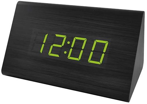 Perfeo LED часы-будильник "Trigonal", чёрный / зелёная (PF-S711T) время, температура