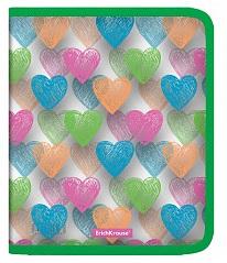 Папка для тетрадей на молнии пластиковая ErichKrause® Neon Hearts, A5+ (в пакете по 4 шт.)