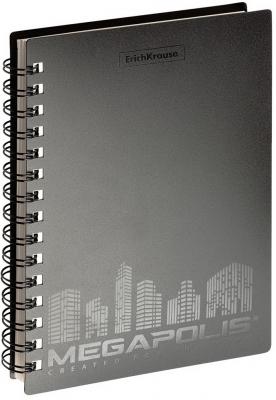 Ежедневник А5 недатированный ErichKrause® Megapolis®, цвет: черный, на спирали, пластиковая обложка, тонированная бумага