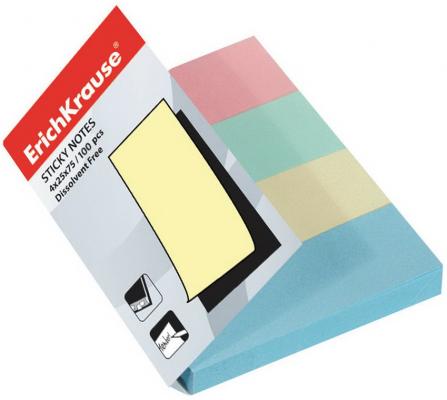 Закладки бумажные с клеевым краем ErichKrause®, 25х75 мм, 400 листов, 4 цвета