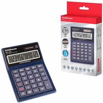 Дубль Калькулятор настольный 12-разрядов водонепроницаемый ErichKrause® WC-612 (в коробке по 1 шт.)