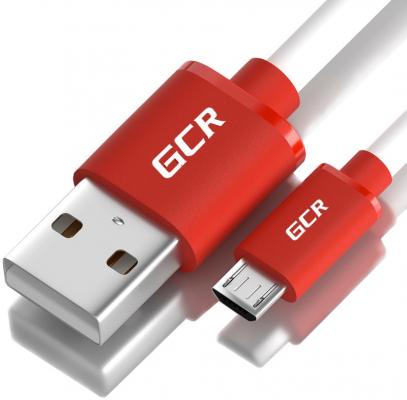 Greenconnect Кабель 0.5m USB 2.0, AM/microB 5pin, белый, красные коннекторы, 28/28 AWG, экран, армированный, морозостойкий, GCR-51500