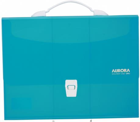 Папка-портфель Deli Aurora EB50432 1 отдел. A4 ребрист. поверхн. пластик 0.6мм голубой