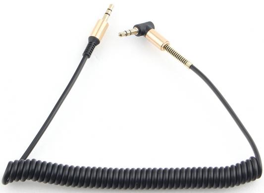 Кабель аудио (угловой) спиральный Cablexpert CCAB-02-35MMLC-1.8MB. 3.5 джек (M)/3.5 джек (M), черный, 1.8м, блистер