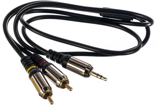 Кабель аудио Cablexpert CCAB-02-35M2RM-1MB. 3.5 джек(M)/2х RCA (M), черный, 1м, блистер