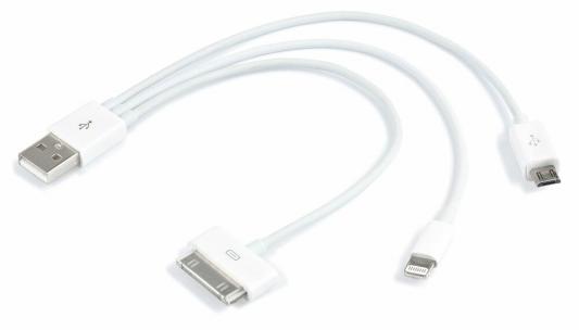 Кабель USB Apple 30-pin Lightning microUSB 0.2м .NoBrand круглый белый