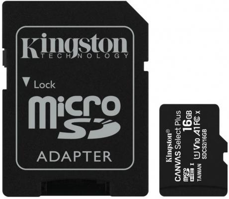 Карта памяти microSDHC 16GB Kingston Class10 UHS-I Canvas Select up to 100MB/s с адапт (SDCS2/16GB-2P1A)