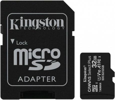 Карта памяти microSDHC 32GB Kingston Class10 UHS-I Canvas Select up to 100MB/s с адапт (SDCS2/32GB)