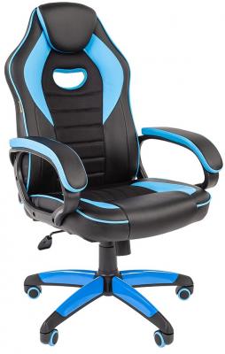 Кресло оператора Chairman game 16 чёрный с голубым