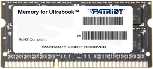 Оперативная память для ноутбука 4Gb (1x4Gb) PC3-10600 1333MHz DDR3L SO-DIMM CL9 Patriot PSD34G1333L2S