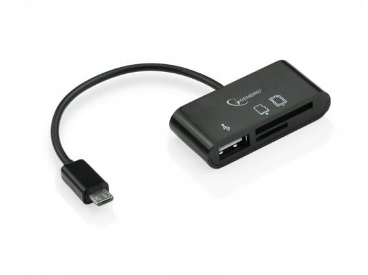 Кабель USB 2.0 OTG  Gembird с картридером для тел/планшетов UHB-OTG-01 USBAF, MicroSD, SD/MicroBM, 0.12м, блистер
