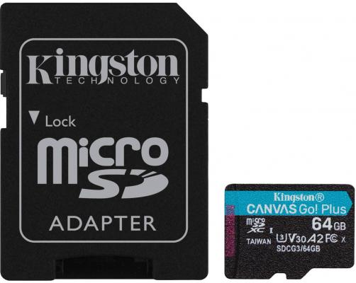 Kingston 64GB microSDXC Canvas Go Plus 170R A2 U3 V30 Card + ADP EAN: 740617301045
