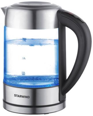 Чайник электрический StarWind SKG5213 2200 Вт чёрный серебристый 1.7 л стекло