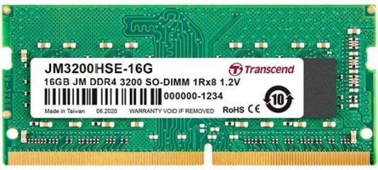 Оперативная память для ноутбука 16Gb (1x16Gb) PC4-25600 3200MHz DDR4 SO-DIMM Unbuffered CL22 Transcend JM3200HSE-16G