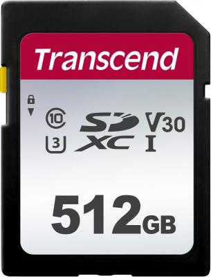 Карта памяти microSDXC Transcend 300S, 512 Гб, UHS-I Class U3 V30 A1, с адаптером