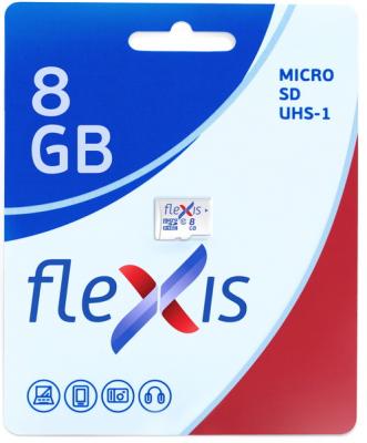 Карта памяти microSDHC Flexis, 8 Гб, UHS-I Class 10 U1, без адаптера