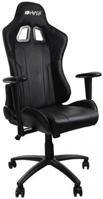 Игровое кресло HIPER HGS-103 чёрное (массаж, кожа-PU, 2D подлокотник, газлифт класс 4, регулируемый угол наклона, механизм качания)