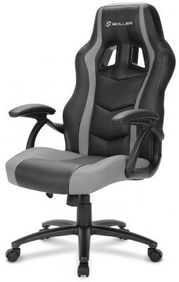 Игровое кресло Sharkoon Shark Skiller SGS1 чёрно-серое (синтетическая кожа, регулируемый угол наклона, механизм качания)