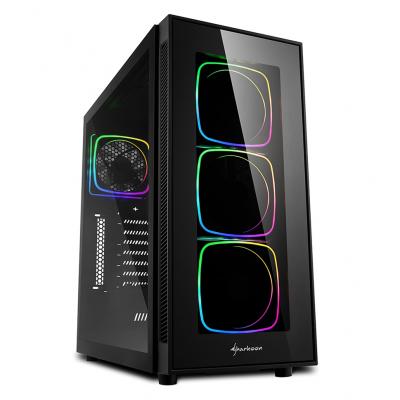 Игровой корпус Sharkoon TG6 RGB led чёрный (ATX, закаленное стекло, адресный RGB fan 3x120 мм + 1x120 мм, 2xUSB 2.0, 2xUSB 3.0, audio)
