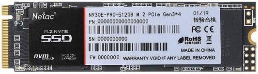 Твердотельный накопитель SSD M.2 512 Gb Netac N930E Pro Read 2130Mb/s Write 1720Mb/s 3D NAND TLC (NT01N930E-512G-E4X)