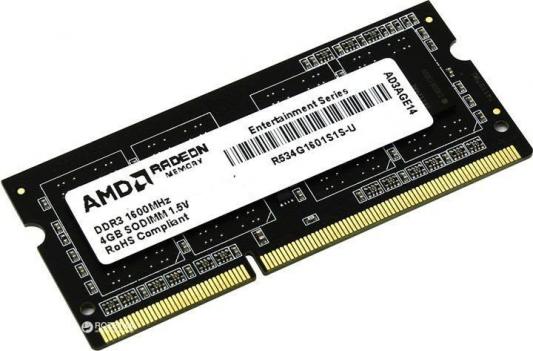 Оперативная память для ноутбука 4Gb (1x4Gb) PC3-12800 1600MHz DDR3 SO-DIMM CL11 AMD R534G1601S1S-U